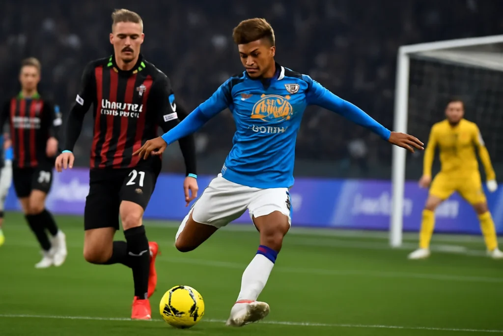 Imagem representando Napoli garantindo vaga na final da Supercopa da Itália com gol de David Neres contra o Milan.