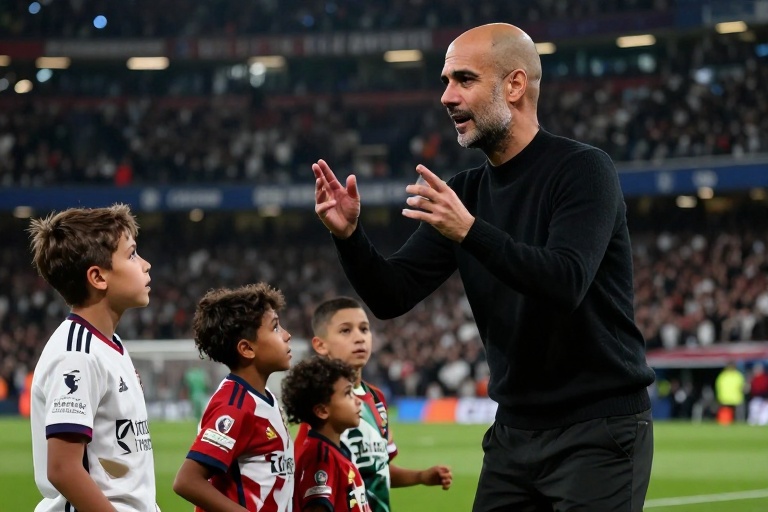 Pep Guardiola faz discurso emocionado em defesa das crianças palestinas durante evento beneficente em Barcelona