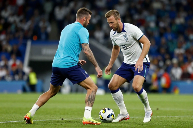 Beckham visita treino da Inglaterra e motiva Kane antes de duelo decisivo na Copa