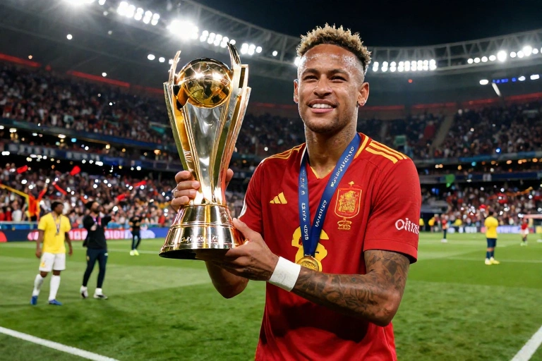 Nico Williams dedica bicampeonato da Espanha a Neymar e emociona torcida