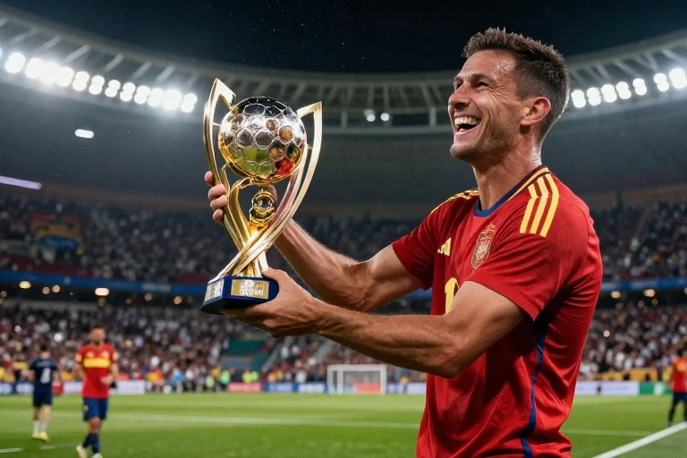 Homenagem inusitada: técnico da Espanha recebe taça personalizada e não segura o riso