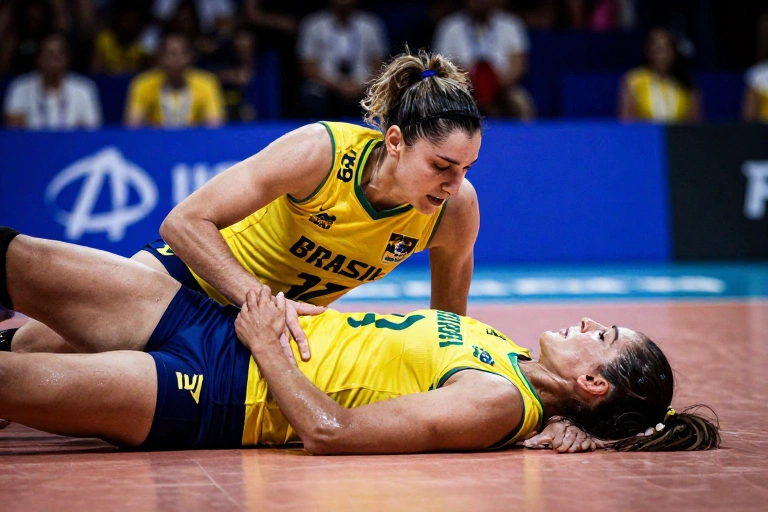 Gesto que parou o vôlei: Jogadoras do Brasil levam camisa de Júlia Kudiess à final da VNL após lesão cruel