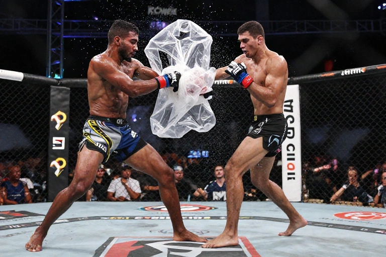 Coquilha explode em cena de terror no Jungle Fight 153: lutador é salvo por plástico partido ao meio