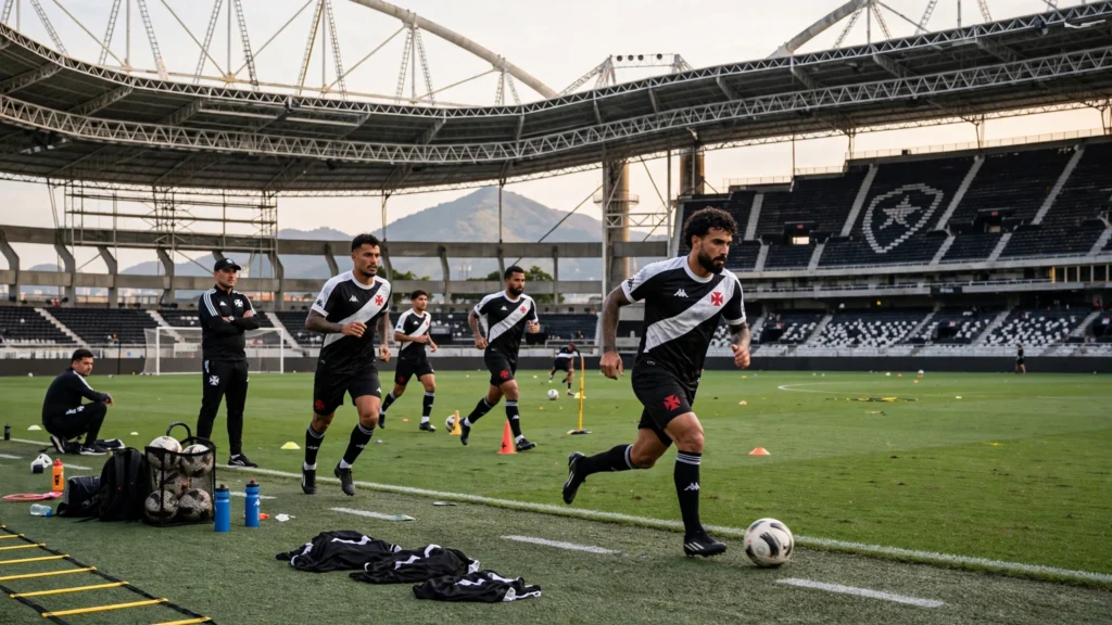 Vasco leva treino ao Nilton Santos e mira adaptação antes de três jogos no sintético